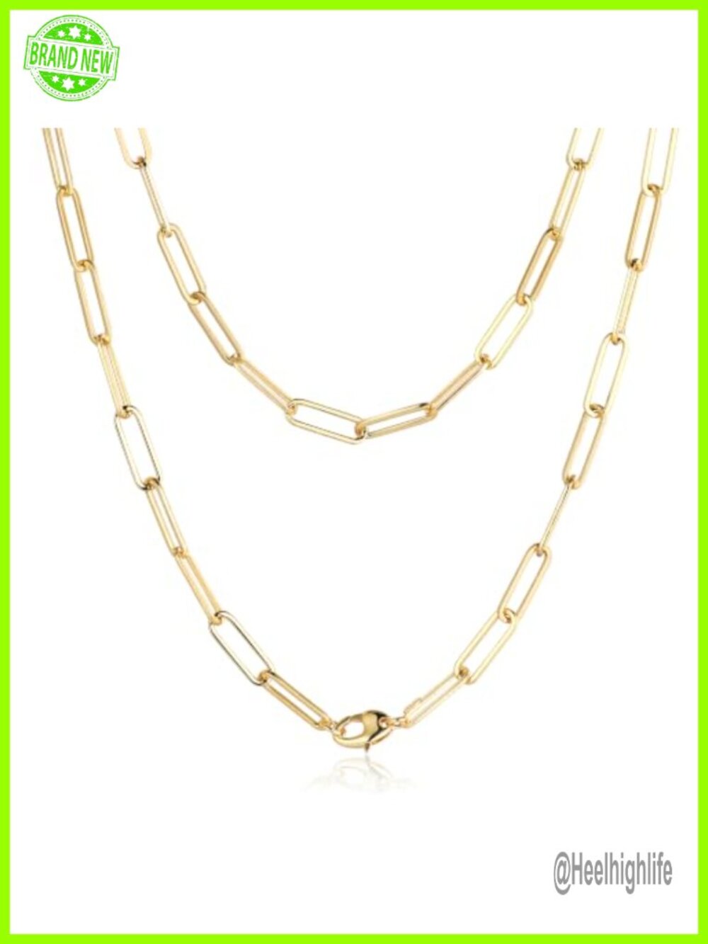 5mm Paperclip Link Chain Necklace 14K Gold Dainty Layering Minimalist